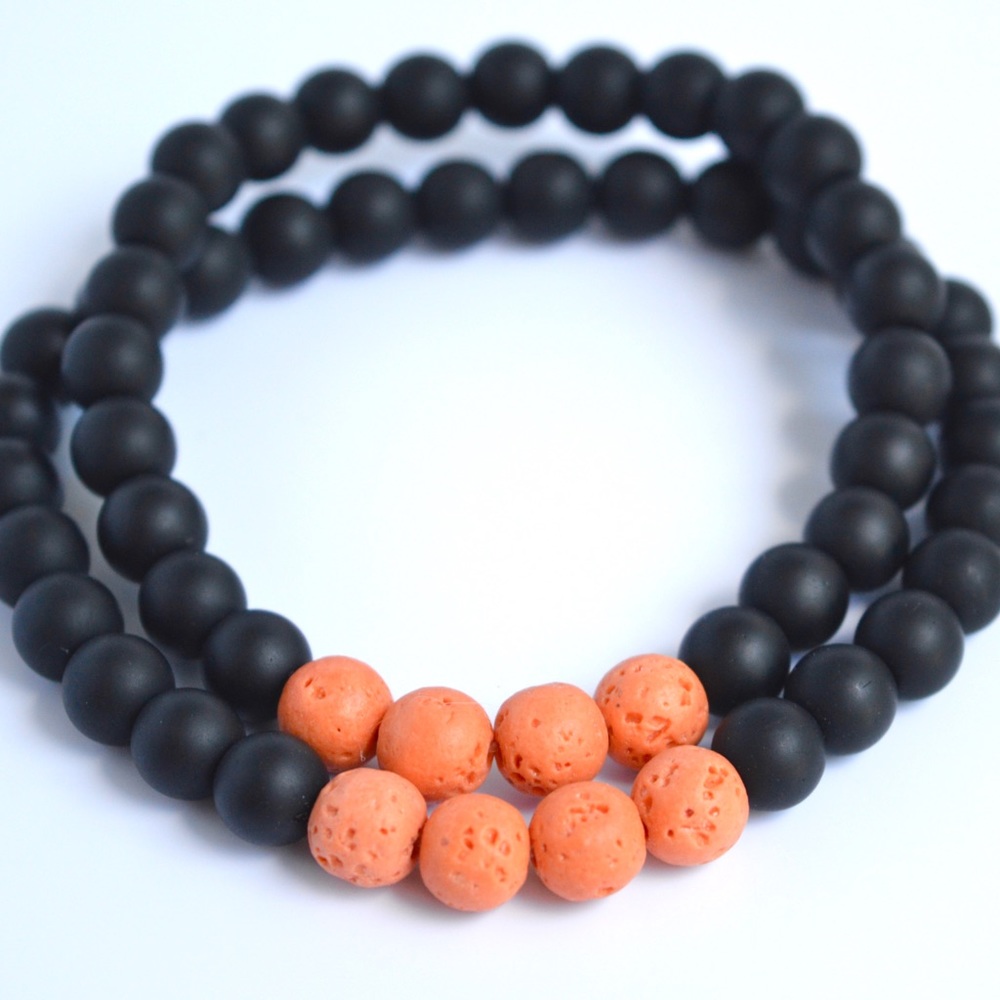 Unisex Multiple Sclerosis (MS) Lava Stone Beaded Bracelet
